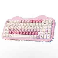 YUNZII C75 Wireless Mechanical Keyboard,75% Layout, Hot-Swappable NKRO,BT5.0/2.4G/USB-C Mode,Dye-Sub PBT MOA Keycaps,RGB Gasket Mount,Cute Cake Design for Mac/Win/Gaming (Pink, Candy Switch)