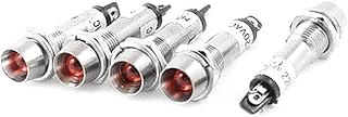 AC 220V 8mm Terminals Red LED Light Signal Indicator Lamp 5 Pcs