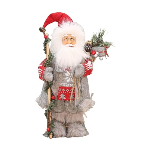 BRABOSTON Figura de Papá Noel de 12 pulgadas de alto, decoración de Navidad para repisas, estante de escritorio, decoración de estantes de Navidad para interiores y exteriores