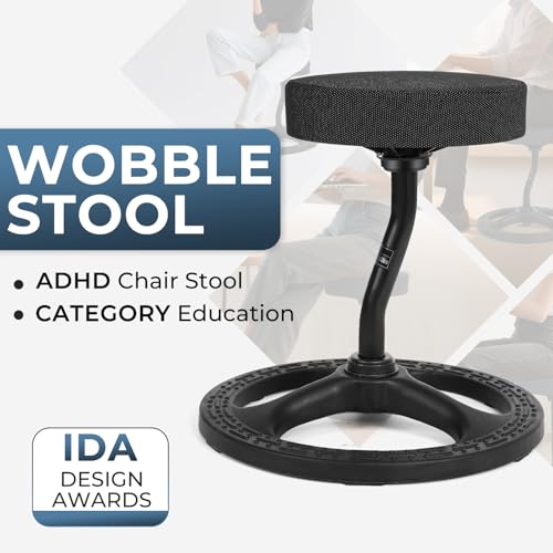 Image of ADHD Chair for Kids, Yoga Chairs for Adults, Wobble Stool Active Flexible Seating Desk Chair with Non-Slip Base and Washable Seat Cover for Stability, Balance, Yoga, Office, School, Classroom