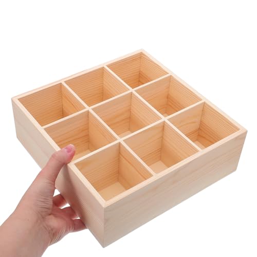 Boîte de rangement en bois massif à 9 compartiments profonds de 8 cm - 5