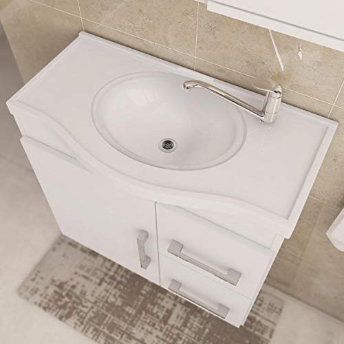 Gabinete De Banheiro 100% Mdf Vix 65 Cm Com Espelho Amendoa/branco - Mgm