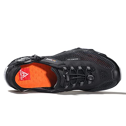 Humtto Water Shoes For Men Outdoor Quick Dry Hiking Athletic Adult Walking Beach Aqua Shoes (Black Grey, Numeric_9_Point_5) #TOP2