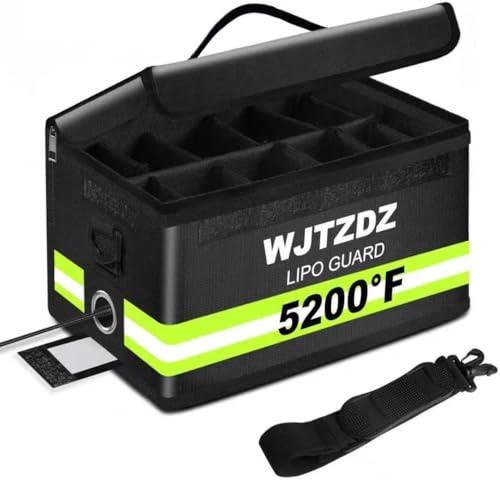 Lipo Fireproof Explosionproof Safe Bag-Large Capacity Storage Guard Pouch for Charging with Waterproof Zipper/Reflective Strip/Handle/Shoulder Strap-12 Cell Adjustable (12.6x6.7x6.7in)