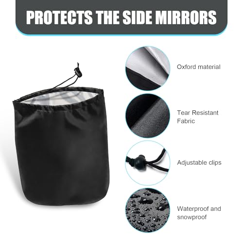 Image of Side Mirror Covers, Car Side Mirror Rain Guard, 12.9 inch x 10.6 inch Winter Windshield Covers, Winter Car Covers for Snow and Ice, Universal for Most Cars (Black #2 PCS)