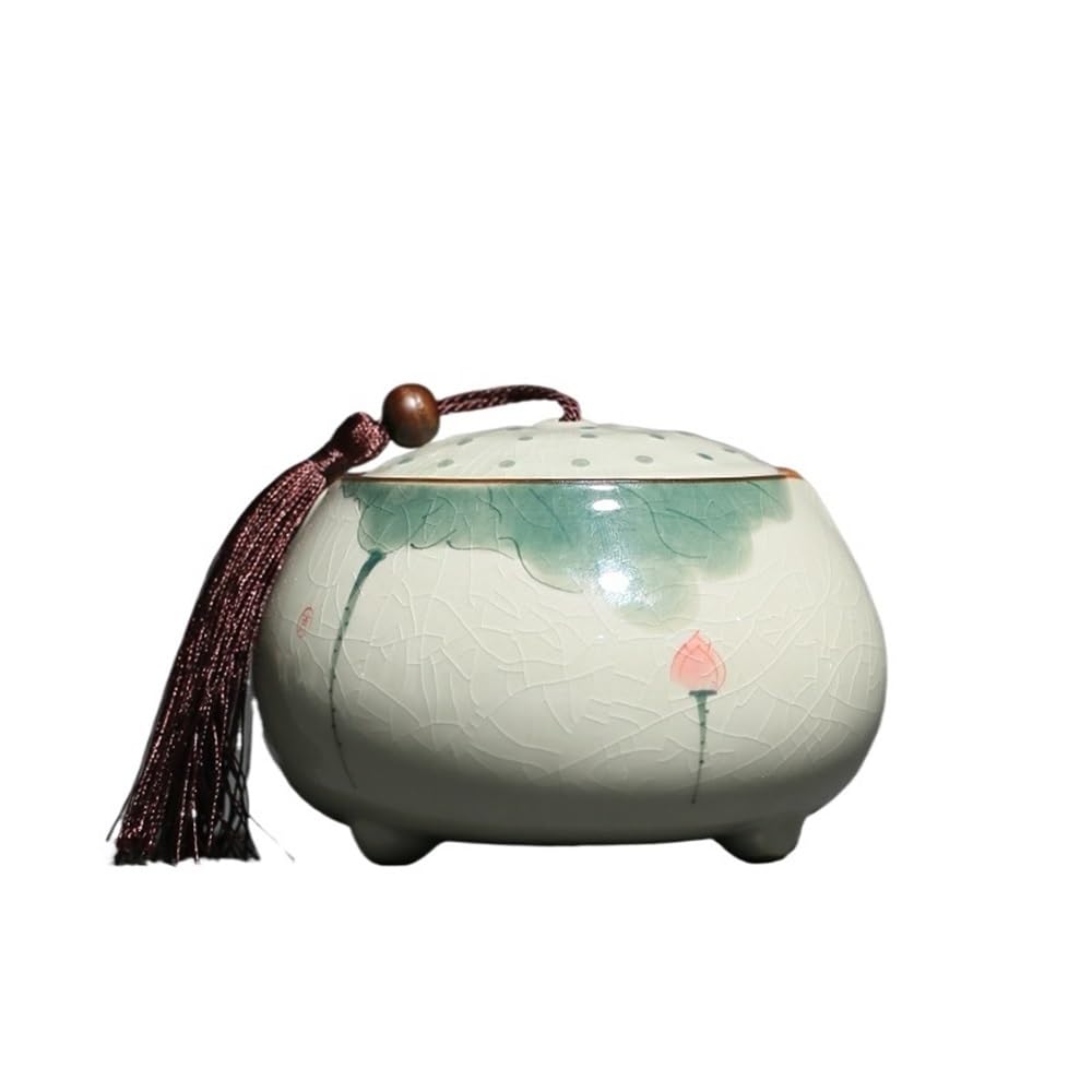 Yang11fan Green Household Ice Crackle Tea Canister With Lid Storage Tin Practical(Green)