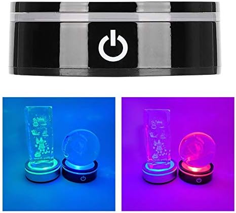 Hztyyier LED Light Base Multicolor Round Show Stand Display Base Plate for 3D Crystal Glass Art Colorful Light Crystal Display Base Stand