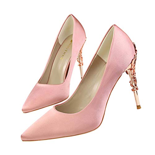 JOEupin Women's Satin Pointed Toe High Heel Dress Pump Shoes for Bridal Evening Party Pumps