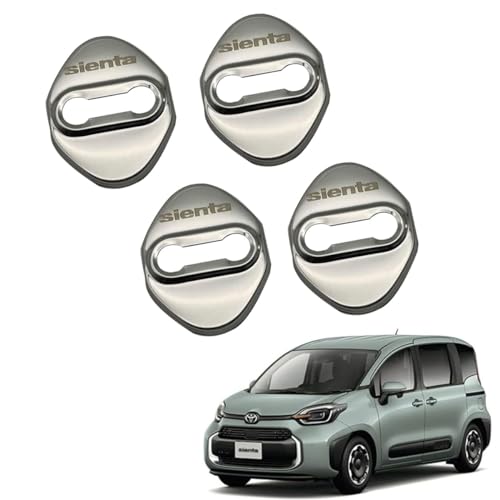 カバー ドアロック 適用トヨタ シエンタSIENTA10系(2022年8月〜現行) 内装 ストライカー カバー メッキ アクセサリー パーツ 鏡面ステンレス 簡単取付 4PCS (鏡面仕上メッキ)