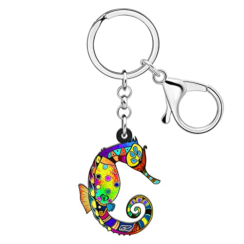 WEVENI Acrylic Jellyfish Keychains Shark Key Chain Ring Octopus Crab Turtle Charms for Women Girls Wallet Handbag Accessories (Seahorse G)
