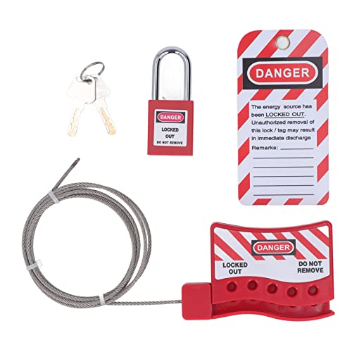 HERCHR Lockout Tagout Cable Lock, Adjustable Cable Lock Outdoor Faucet Lock Water Spigot Lock Red Secure Lock Device for Outside Garden Valve