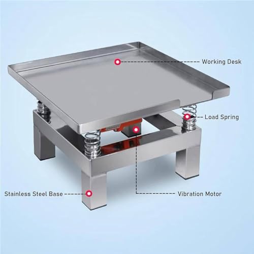 Mesa vibratoria para concreto, plataforma de vibración para ensayos en banco, mesa vibratoria pequeña para concreto, mesa vibratoria mini de acero inoxidable, 3000-3600 vibraciones por minuto, para agitar polvos húmedos, 35 x 35 cm miniatura 2