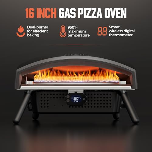 BIG HORN PRIME 16 Inch Propane Pizza Oven,Outdoor Gas Pizza Oven with Rotating System and Integrated Thermometer,Propane Pizza Maker with Hose & Regulator,Include Pizza Shovel for Camping or Gathering - Image 2