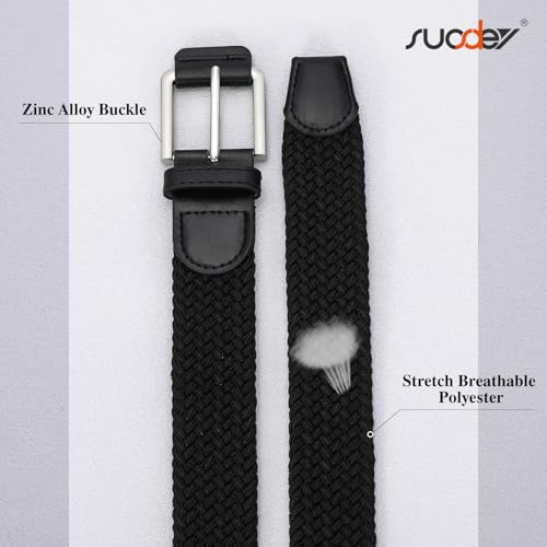 SUOSDEY Men Stretch Woven Belt Golf Braided Belt Casual Elastic Belt Web Belt for Jeans Pants3
