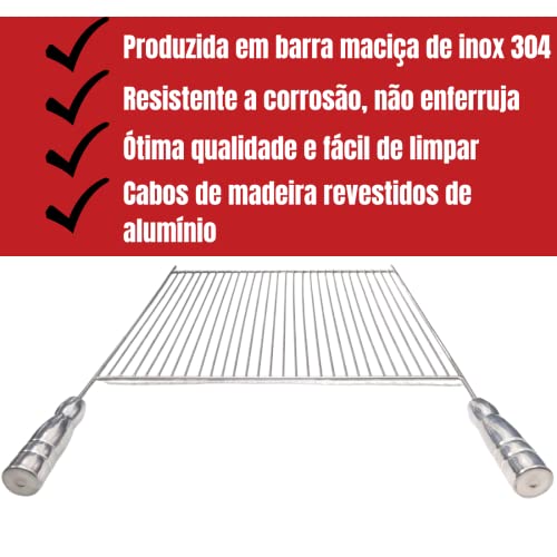 Grelha Aramada Churrasco 50x40 Inox 304 Estilo Uruguaia