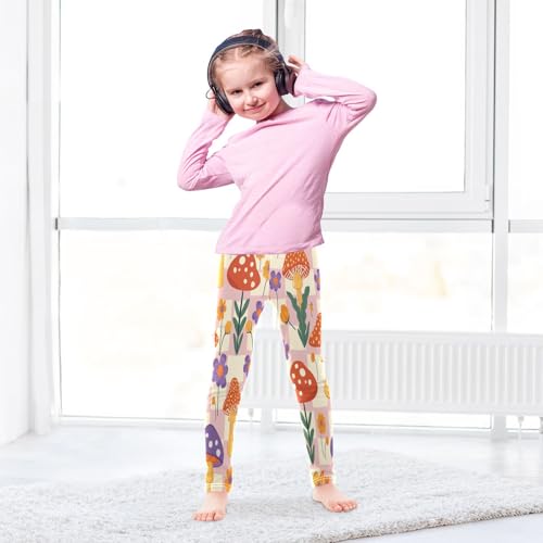 Toddler Girls Leggings Printed Yoga Pants Leggings Purple Mushroom Flower for Kids4