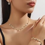 Ensembles de Mariage pour Femmes Bracelet en Strass Argent Collier et Boucles d'oreille Sets pour Femmes Bijoux de mariée Set pour Mariage Prom Jewelry Sets