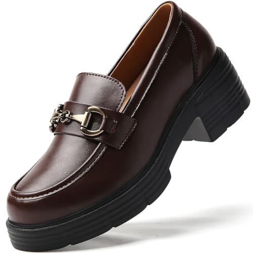 Image of Loafers for Women Chunky Platform Lug Sole Slip On Penny Loafer Shoes | Women's Classic Round Toe Loafers Business Casual Office Work Shoes Comfort Flats for Ladies Daily Dating Party School Wear
