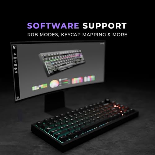 Image of Kreo Swarm 75% Wireless Mechanical Keyboard with Pre-lubed Switches, 5-pin Hot Swap PCB and 5 Layers Sound Absorption (All Black, GTMX Sense Switches)