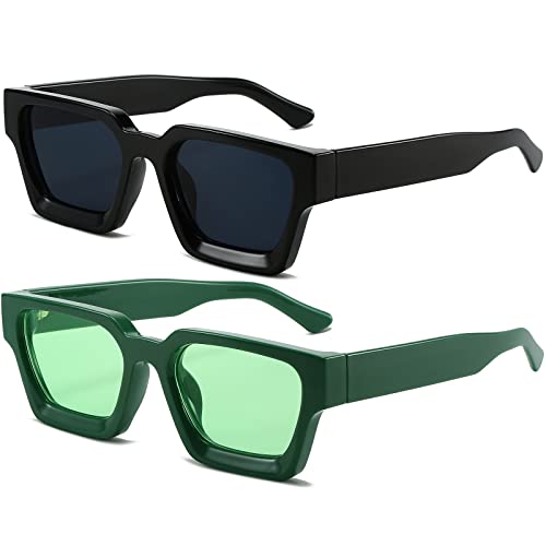 Image of AIEYEZO Square Sunglasses for Women Men Square Thick Frame Sun Glasses Simple Designer Style Shades