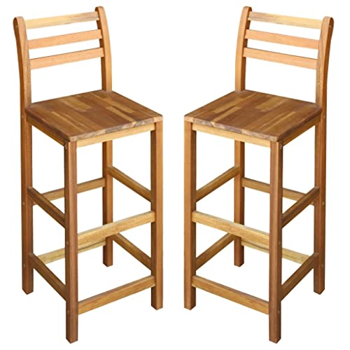 vidaXL 2/4x Solid Acacia Wood Bar Stool Outdoor Garden Bistro Chairs Stools