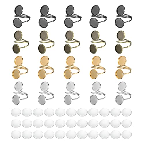Anillo de cabujón ajustable con bases de bisel plano para diseños estables y cómodos 2