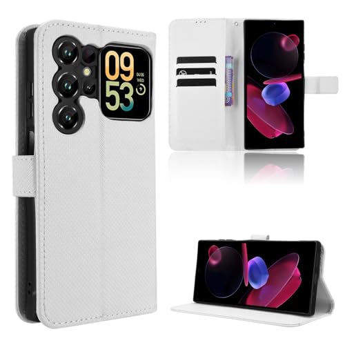 For OUKITEL C62/C62PRO �P�[�X �蒠�^�yBAOLINTX�z����PU���U�[ �g�уP�[�X �ϏՌ� �y�� ���^ �J�[�h���[ ���u���@�\ �Ή� �w��h�~ �J�o�[ �}�O�l�b�g �S�ʕی� OUKITEL C62/C62PRO �J�o�[ (�z���C�g)