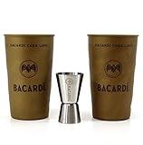 kompakter Becher aus Metall Bacardi Rum Gold Becher 2er Set Cuba Libre Metall Cup + Jigger ~mn 1145 1232+