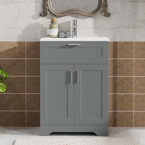 YOCONYO 24 inch Bathroom Vanity with Ceramic Sink, Bathroom Sink
