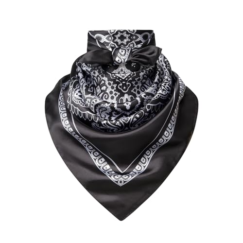 Image of 35 inch Men's Silk Cowboy Scarf - Oversized Western Bandana Neckwear, Large Square Scarf with Gift Packaging