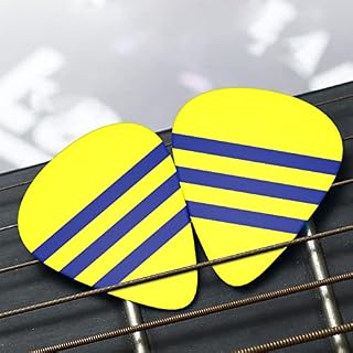 Lot de 12 médiators de guitare à rayures jaunes et bleues dans une boîte pour ukulélé guitare électrique basse - Les Beatles, Paul McCartney, John Lennon, RIngo Starr, George Harrison Lot de 12 médiators de guitare à rayures jaunes et bleues dans une boîte pour ukulélé guitare électrique basse – Image 7