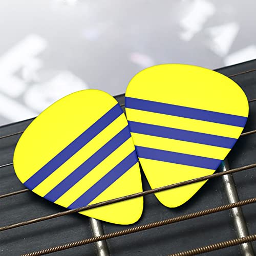 Lot de 12 médiators de guitare à rayures jaunes et bleues dans une boîte pour ukulélé guitare électrique basse - Les Beatles, Paul McCartney, John Lennon, RIngo Starr, George Harrison Lot de 12 médiators de guitare à rayures jaunes et bleues dans une boîte pour ukulélé guitare électrique basse – Image 8