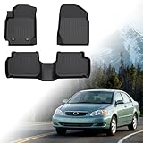 Floor Mats for Toyota Corolla 2003 2004 2005 2006-2008(NOT for with Rear Seat Vents), 2007 Corolla Floor Mats, Custom Fit TPE Corolla Mats Accessories, 1st & 2nd Rows All Weather Protection