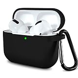 ZIRTEX 対応 AirPods Pro2 / AirPods Pro ケース エアーポッズプロ2 第2世代 専用 液状シリコン素材 耐衝撃 カラビナ付き 紛失防止 ワイヤレス充電対応 LED可視 キズ防止 防塵 軽量スリム 保護カバー(ブラック）