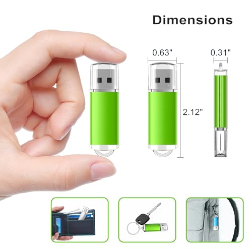 TOPESEL USB Flash Drive 5 Pack 64GB USB 2.0 Flash Drive Memory Stick USB Drive Jump Drive USB Storage Flash Drives Pen Drive Thumb Drives (5 Mixed Colors: Black Blue Green Red Silver) - Image 5