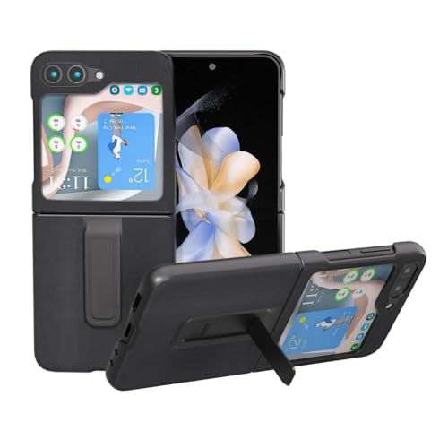 Étui de téléphone en cuir pour Samsung Galaxy Z Flip 5 finition noire luxe