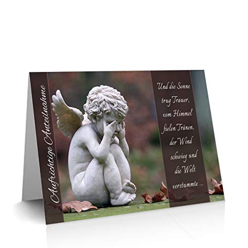 Stilvolle Trauerkarten/Beileidskarten/Kondolenz/inklusive Kuvert/Motiv wählbar/Anzahl wählbar (5er,10er oder gemischte Sets) / Anteilnahme /, Anzahl:5er Set, Motiv:Engel - Aufrichtige Anteilnahme Cover