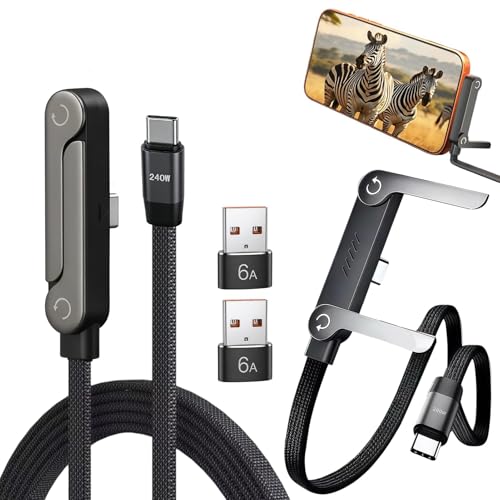 2 Pack 2 en 1 Cable de Carga con Soporte Invisible 240W con Adaptador USB A
