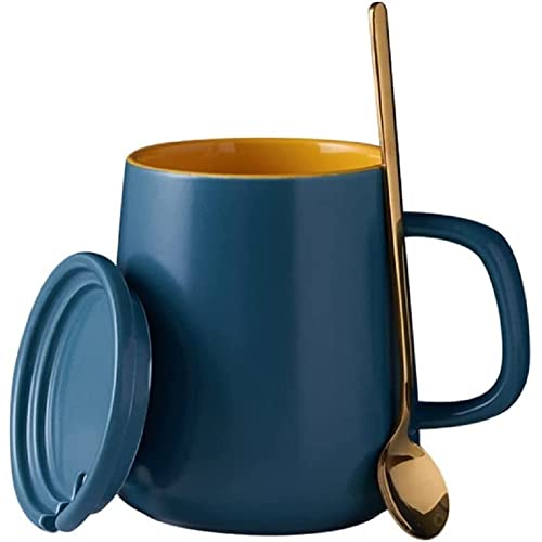 FülleMore Keramik Kaffeetassen Set Kaffeebecher mit Deckel und Löffel Teetasse Milchbecher 400ml Kakaobecher Geschenk für Geburtstag Muttertag Valentinstag Weihnachten (Blau+Gelb) FülleMore Keramik Kaffeetassen Set Kaffeebecher mit Deckel und Löffel Teetasse Milchbecher 400ml Kakaobecher Geschenk für Geburtstag Muttertag Valentinstag Weihnachten (Blau+Gelb)