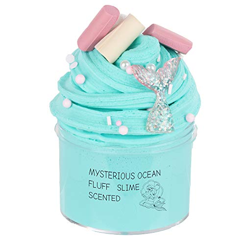 GoodGoodStudy--Newest Mermaid Ocean Mystery Butter Slime, Non-Sticky Floam Slime Stress Relief Toy Scented DIY Putty Sludge Toy for Girls and Boys 7oz