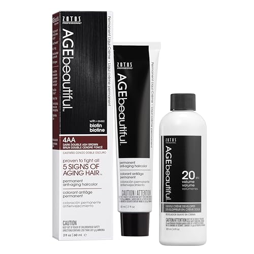 Image of AGE beautiful Permanent Hair Color Cream, 100% Gray Coverage Hair Dye with Biotin Anti-Aging Formula for Fuller, Thicker Hair, Professional Salon Quality