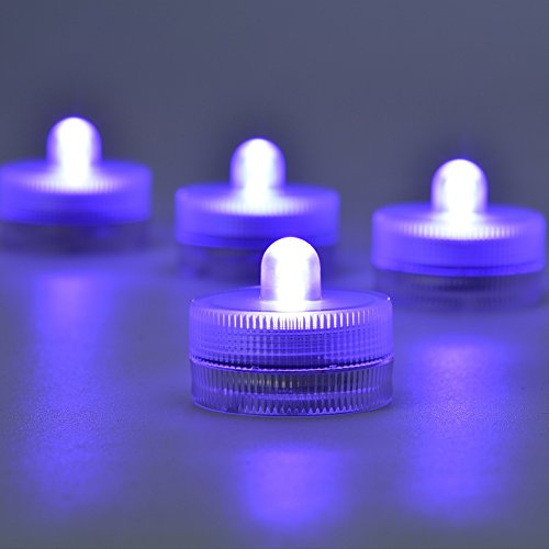 Image of KITOSUN Submersible LED Lights cr2032 Battery Powered Underwater Waterproof LED Tea Light Candles for Events Wedding Centerpieces Vase Floral Xmas Holidays Home Decor Lighting(Pack of 12) (Purple)