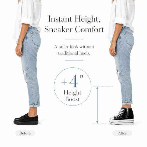 Image of REFRASE LIFE Womens Platform Sneakers with Wedge 3 Inches Height Boost Hidden Heel Shoes, Casual Height Increase Walking Fashion Shoes for Women and Girls