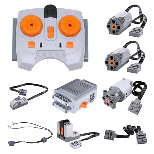 Motor Power Function Kit Binghe Set de 9 Motor de Juguete Eléctrico con M/L Motor, Mando a Distancia 2,4 GHz, Caja de Batería, Cable de Extensión, Cable de luz LED, 2,4 G Receptor con Muchos Modelos