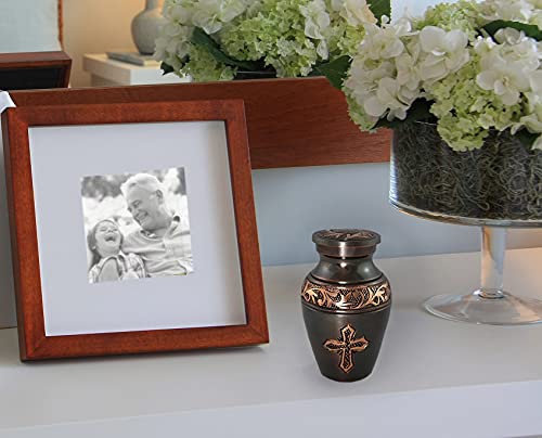 Image of Bronze Cross Cremation Urn for Ashes Adult Male - Personalized Cremation Urns for Human Ashes Adult Man Decorative Urns - Beautifully Handcrafted Cross Urn
