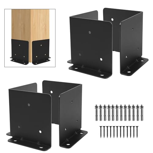 6X6 Post Anchor Base 2 Set,Adjustable Post Base Brackets for 6x6,8x8 Post,Heavy Duty Reinforced Post Support Bracket for Pergola Railing Mailbox Deck