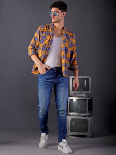 Image of The Indian Garage Co Men Slim Fit Solid Mid-Rise Stretchable Jeans