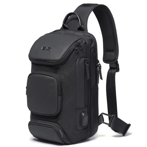 Image of BANGE Sling Bag with USB Charging Port, Waterproof Crossbody Backpack, Lightweight Shoulder Bag Daypack for Travel Work Hiking