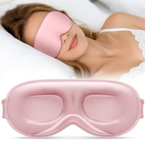 Vynix Sleep Mask for Women Men - 100% Blackout Eye Masks for Sleep - 3D Soft Sleeping Mask for Side Sleepers - Zero Pressure Lash Extensions Eye Cover Shade for Airplane Travel Essentials, Pink