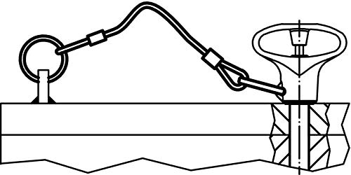 HALDER 22400.0952 rostfreier Stahl, mit 2 Befestigungsringen Halteseil, l=200 mm